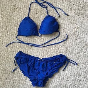 Royal blue Abercrombie embroidered bikini sz large